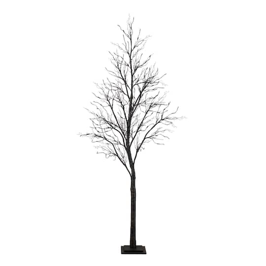 8ft. Pre-Lit Halloween Deluxe Black Twig Artificial Tree with 216 Orange & Purple LED Lights